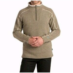 rare KUHL ALFPACA Fleece 1/4 Zip Oatmeal Sweater/Sweatshirt men M
